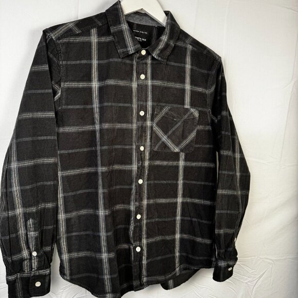 Kenneth Cole New York Plaid Corduroy Button Down Shirt Mens Slim Fit Medium - Picture 1 of 4